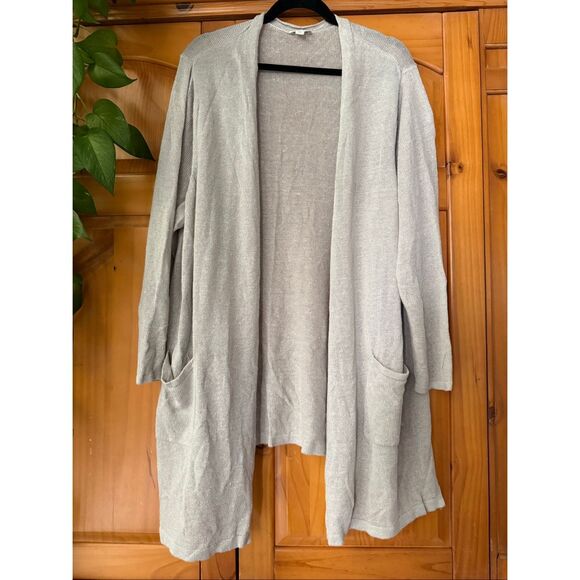 J. Jill Women’s Open Front Linen Blend Cardigan Sweater Gray 3X - Picture 2 of 10